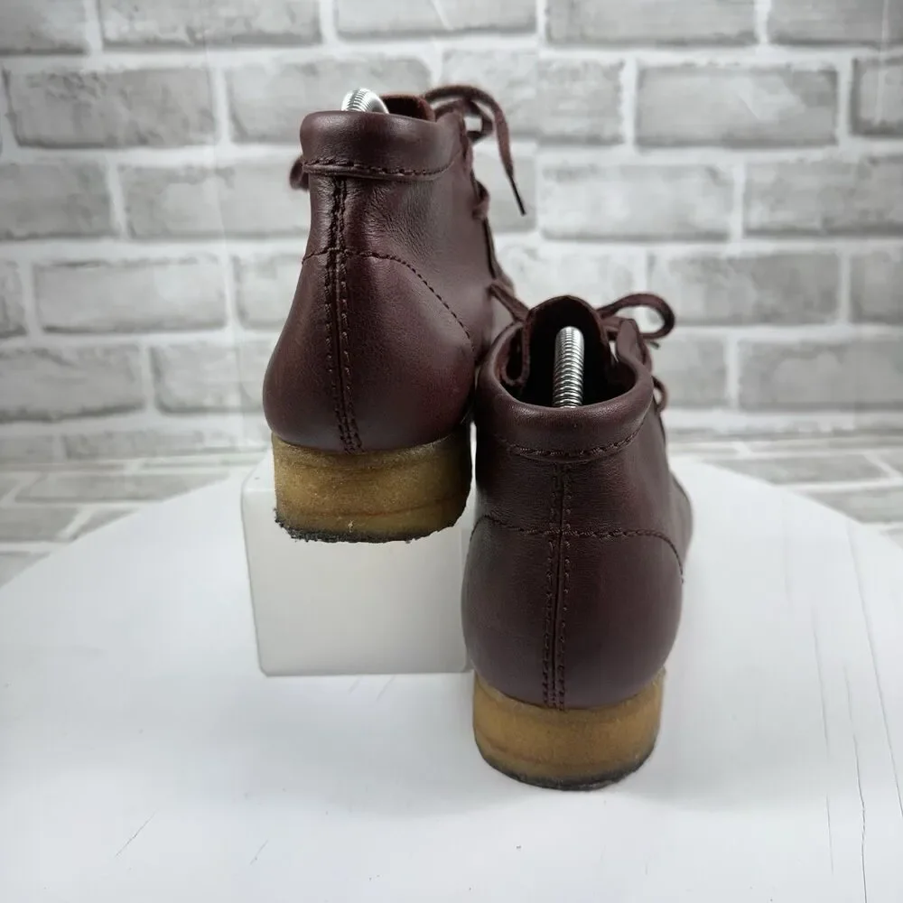 Clarks Original Men's Size 8 Burgundy Leather Lace Up Wallabee Boots